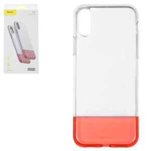 Чехол Baseus для iPhone X, iPhone XS, красный, бесцветный, прозрачный, силикон, #WIAPIPH58 RY09