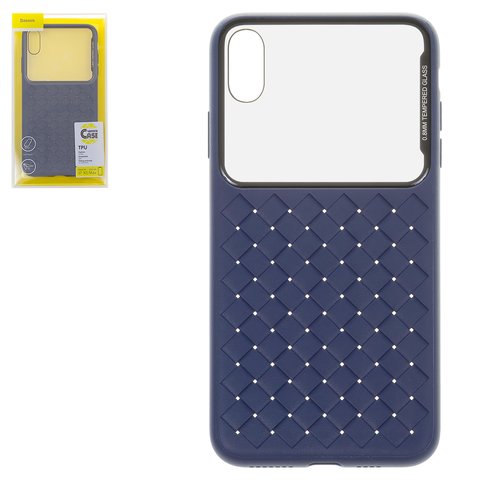 Чохол Baseus для iPhone XS Max, синій, плетений, скло, пластик, #WIAPIPH65 BL03
