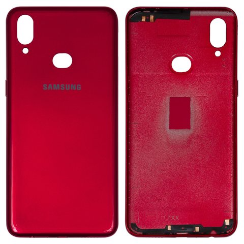 Задня панель корпуса для Samsung A107F DS Galaxy A10s, червона, з боковою кнопкою