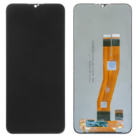 Дисплей для Samsung A025F DS Galaxy A02s, M025 Galaxy M02s, чорний, без рамки, Оригінал переклеєне скло , з жовтим шлейфом, 160,5x72 mm 