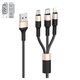 USB кабель Hoco X26, USB тип-C, USB тип-A, micro-USB тип-B, Lightning, 100 см, 2 A, черный, золотистый, #6957531080275