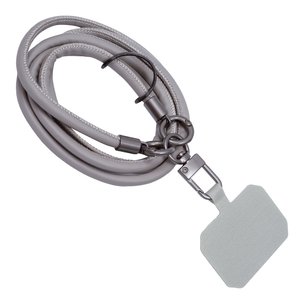Ремінець для смартфона, сірий, PU шкіра, 60 см