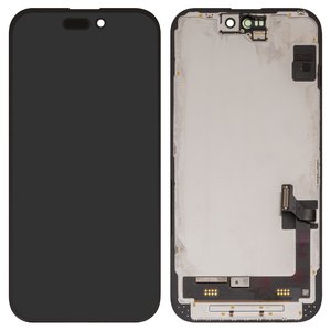 Дисплей для iPhone 15, черный, с рамкой, Оригинал переклеено стекло 