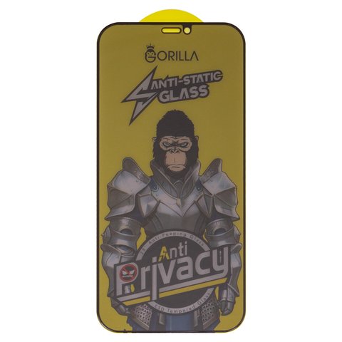 Захисне скло для Apple iPhone 12, iPhone 12 Pro, сумісне з чохлом, Full Glue, Anti Static, Anti Peeping, чорний, шар клею нанесений по всій поверхні, gorilla