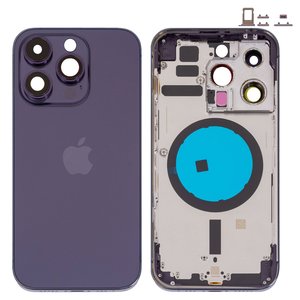 Корпус для iPhone 14 Pro, фіолетовий, з тримачем SIM карти, з боковими кнопками, Original PRC , EU Version, deep purple