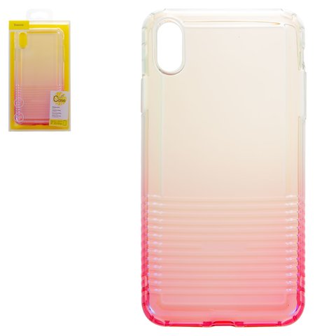 Чехол Baseus для iPhone XS Max, розовый, с фактурой, прозрачный, силикон, #WIAPIPH65 XC04