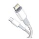 USB Cable Baseus High Density Braided, (USB type C, Lightning, 100 cm, 20 W, white) #CATLGD-02