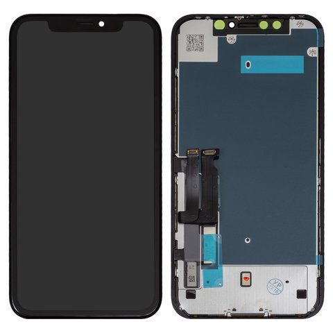 LCD compatible with iPhone XR, black, with frame, AAA, TFT , GX 