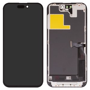 Pantalla LCD puede usarse con iPhone 14 Pro, negro, con marco, AAA, TFT , JK