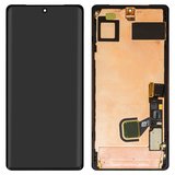 LCD compatible with Google Pixel 7 Pro, (black, with frame, original (change glass) )