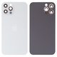Housing Back Cover compatible with iPhone 12 Pro, (white, silver, with camera lens, small hole, silver)