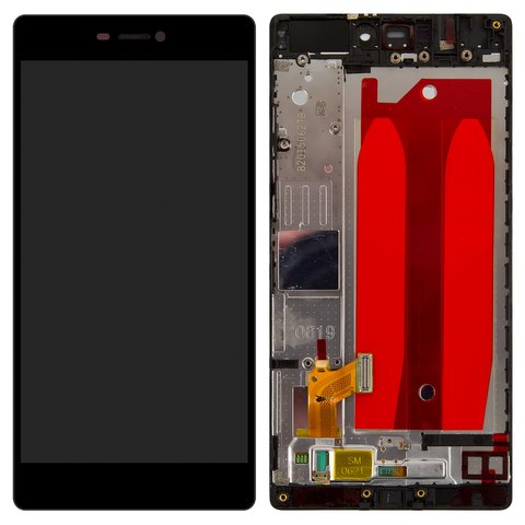 LCD compatible with Huawei P8 GRA L09 , black, with frame, Original PRC  