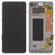 LCD compatible with Samsung G973 Galaxy S10, (white, with frame, Original (PRC))
