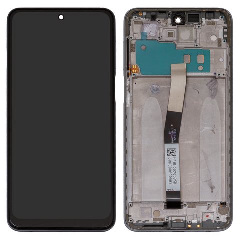 LCD compatible with Xiaomi Redmi Note 9 Pro, Redmi Note 9S, gray, with frame, Copy, with wide edge, In Cell, M2003J6B2G, M2003J6A1G 