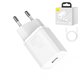 Adaptador de red Baseus Super Si, 20 W, Quick Charge, blanco, con cable USB tipo C - Lightning para Apple, 1 puerto, #TZCCSUP-B02
