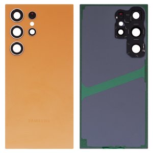 Panel trasero de carcasa puede usarse con Samsung S928 Galaxy S24 Ultra, anaranjada, con vidrio de cámara, titanium orange