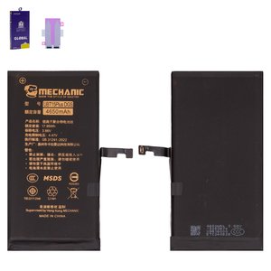 Batería Mechanic puede usarse con Apple iPhone 15 Plus, Li Polymer, 3.86 V, 4650 mAh, mayor capacidad, sin mensaje de error, diagnosable battery