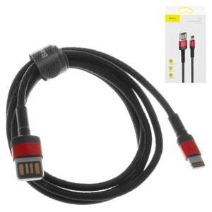 USB кабель Baseus Cafule, USB тип A, Lightning, 100 см, 2,4 А, чорний, в нейлоновому обплетенні, #CALKLF G91