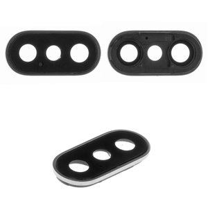 Скло камери для iPhone X, чорне, з рамкою