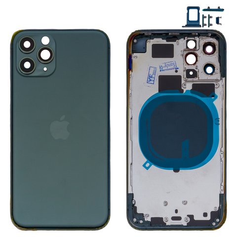 Корпус для iPhone 11 Pro, зелений, з тримачем SIM карти, з боковими кнопками, matte midnight green