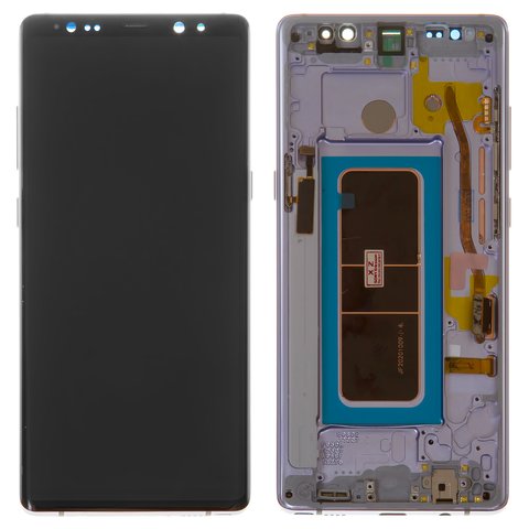 Дисплей для Samsung N950F Galaxy Note 8, фіолетовий, з рамкою, Оригінал переклеєне скло , orchid gray