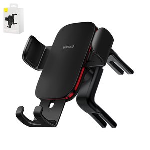 Автомобільний тримач Baseus Metal Age II, чорний, на дефлектор, #SUJS030001