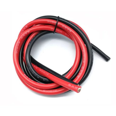 Провод в силиконовой изоляции 8AWG, 8,3 мм², 1 м, черный, UL3135