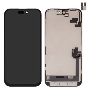 Дисплей для iPhone 16, чорний, з рамкою, High Copy, TFT , ZY, LTPS FHD