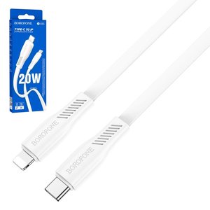 USB кабель Borofone BX85, USB тип C, Lightning, 100 см, 20 Вт, 3 A, білий, PD, #6974443387063