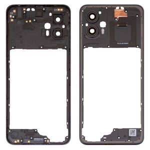 Средняя часть корпуса для Motorola Moto G13, черная, со стеклом камеры